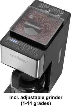 ProfiCook Kaffeeautomat Mit Mahlwerk PC-KA 1138 Edelstahl/schwarz Für 8-10 Tassen -Küchendiscounter 087b75600395840d8ae7bd2c265b5161