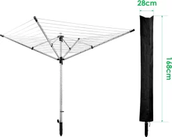 Wolketon Waeschespinne Schutzhuelle Mit Hochdichter Oxford PVC-Beschichtung Mit Reissverschluss & Kordelzug Wasserdichte Stoff Huelle Fuer Waeschespinne Abdeckung Extrem Wasserabweisendes 168 X 28cm Schwarz -Küchendiscounter 09bdc3ed9cbe9ebb2277cab2f817ce11