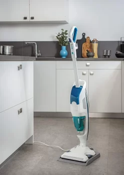 Rowenta Bodendampfreiniger Clean & Steam Revolution RY7757 | 2 In 1 Reingung | Verdampfer Für ätherische Öle | Alle Bodenarten | Anti-Kalk-Kartusche | Weiß/Blau -Küchendiscounter 09ea140ee98abd075d72410c481c4283