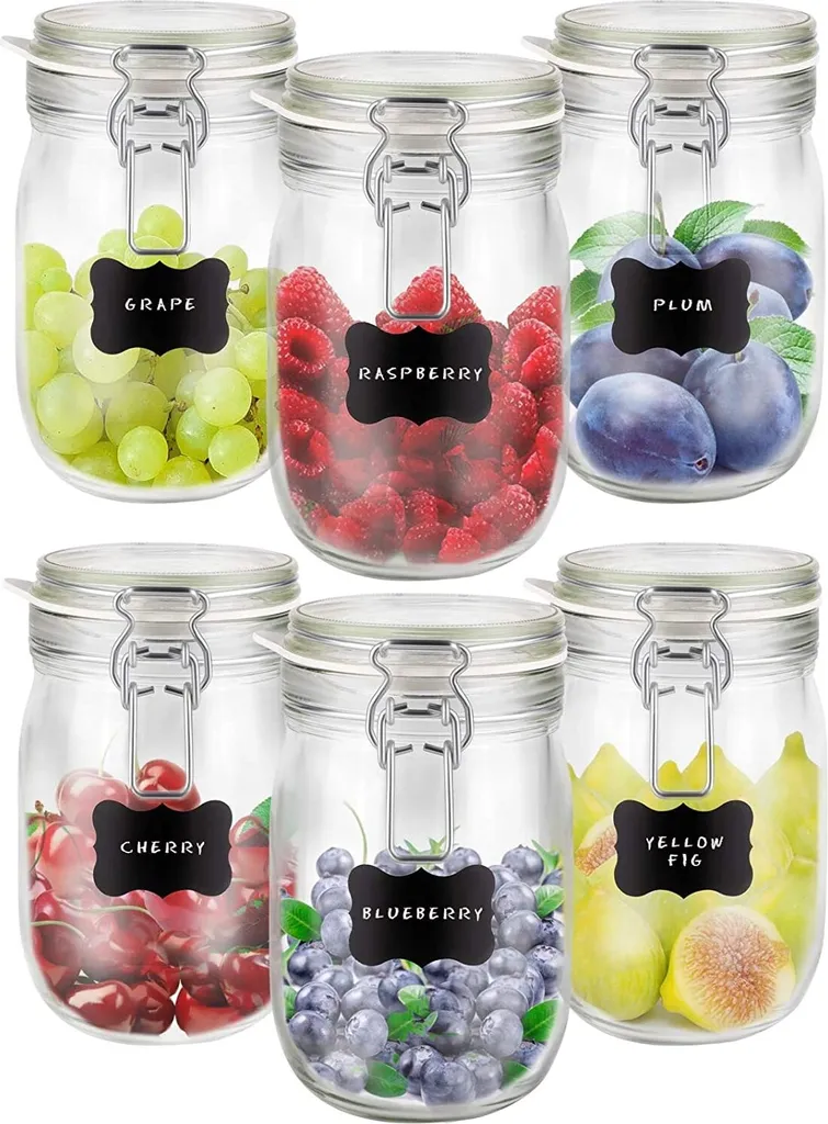 6 X Creative Home Gläser Mit Bügelverschluss | 1 Liter | Einmachgläser Drahtbügel-glas Aufbewahrungsgläser Mit Gummiring Und Deckel | 8 Wiederverwendbare Aufkleber + 1 Anti-Staub-Kreide 1 6 X Creative Home Gläser Mit Bügelverschluss | 1 Liter | Einmachgläser Drahtbügel-glas Aufbewahrungsgläser Mit Gummiring Und Deckel | 8 Wiederverwendbare Aufkleber + 1 Anti-Staub-Kreide