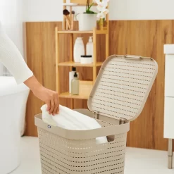 ROTHO Wäschesammler 55 L COUNTRY, Farbe:Cappuccino -Küchendiscounter 0fe6aed672451e199a7b082b56c47221