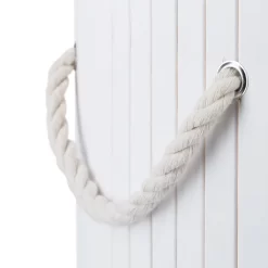 Relaxdays 1 X Wäschekorb Bambus Rund Weiß -Küchendiscounter 1021785a4226c3d59e85e509cdf29b6c