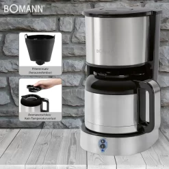 Bomann Thermo-Kaffeeautomat KA 6037 CB Edelstahl/schwarz -Küchendiscounter 1131f6fa5baca8f44ae21d0c75392b49