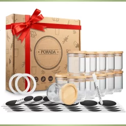 PORADA 12 Stapelbare Gewürzgläser Set 150ml Glasbehälter Mit Deckel Aufbewahrung Küche Gewürzdosen Vorratsdosen Glas Mit Deckel Aufbewahrungsgläser Küchenorganisation Aufbewahrung… -Küchendiscounter 1521b953202d5eec8e5363829fa5d1b8