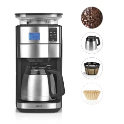 BEEM FRESH-AROMA-PERFECT II Filterkaffeemaschine Mit Mahlwerk - Thermo Kaffeemaschine Filterkaffeemaschine 10 Tassen Timer Thermoskanne Edelstahl -Küchendiscounter 197f711788efc865e7aa46211868ac14