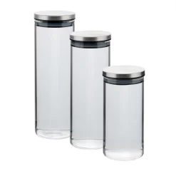 AXENTIA Glas Vorratsdose 1300 Ml Ø 8,5 X H25 Cm, Aufbewahrungsdose Aus Glas Mit Edelstahldeckel Schraubverschluss -Küchendiscounter 1a1a4a06928128804ae9ebe68a229cf0