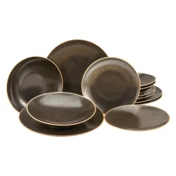 CreaTable 22409 Tafelservice Rusty Für 8 Personen, Porzellan, Braun (1 Set, 12-teilig)