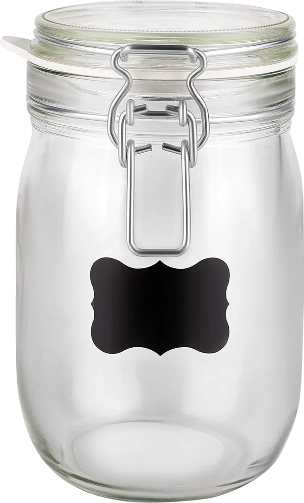 6 X Creative Home Gläser Mit Bügelverschluss | 1 Liter | Einmachgläser Drahtbügel-glas Aufbewahrungsgläser Mit Gummiring Und Deckel | 8 Wiederverwendbare Aufkleber + 1 Anti-Staub-Kreide 3 6 X Creative Home Gläser Mit Bügelverschluss | 1 Liter | Einmachgläser Drahtbügel-glas Aufbewahrungsgläser Mit Gummiring Und Deckel | 8 Wiederverwendbare Aufkleber + 1 Anti-Staub-Kreide – Bild 3