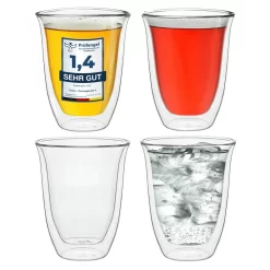 Creano Doppelwandige Gläser 250ml „DG-V“, 4er Set, Thermoglas Doppelwandig Aus Borosilikatglas, Kaffeegläser, Teegläser, Latte Gläser, Doppelwandgläser