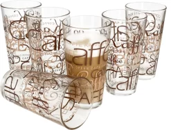 6er Latte Macchiato Gläser-Set 370 Ml Stapelbar Kaffee-Glas Cappuccino