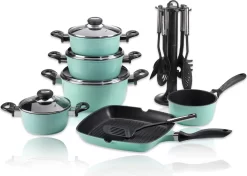Karl Krüger 17/M Aluguss Koch-Topfset Topf 17tlg. Küchenhelfer Mint