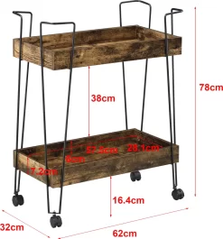 Servierwagen Vaxholm 78x62x32cm Barwagen Beistellwagen Rollwagen Bis 10 Kg Stahlgestell Dunkler Holzton -Küchendiscounter 286fcff5d06b61182c6ab2724ff10146