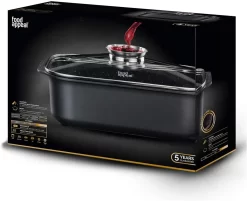 Food Appeal Black Marble Kasserolle, Kochtopf, Röster Mit Aromatischem Glasdeckel, Anti-haft Beschichtung | Schwarzes Marmor Design | Für Gasherd, Induktionsherd, Keramikherd Und Elektroherd -Küchendiscounter 298c64c23fddcf5a2dafb0bbf6a988af