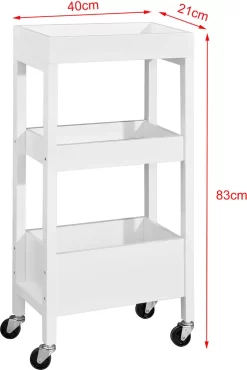 SoBuy® Rollwagen Mit 3 Fächern Nischenwagen Badrollwagen Küchenregal Küchenwagen, Weiß,FKW49-W -Küchendiscounter 29904f302c550b740d93a5935aafdbd8