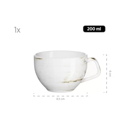 Mäser 931609 Kaffeetassen-Set Derby Für 4 Personen, Porzellan, Weiß/hellblau/beige (1 Set, 8-teilig)