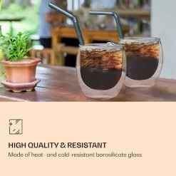 DUOS 6X 410ml Jumbo Doppelwandige Thermo-Gläser + 6X Edelstahl-LÖFFEL, Für Latte Macchiato, Cocktails, Vorspeisen By Feelino -Küchendiscounter 302b02e48be9638bb4bcefd7ecb36b11