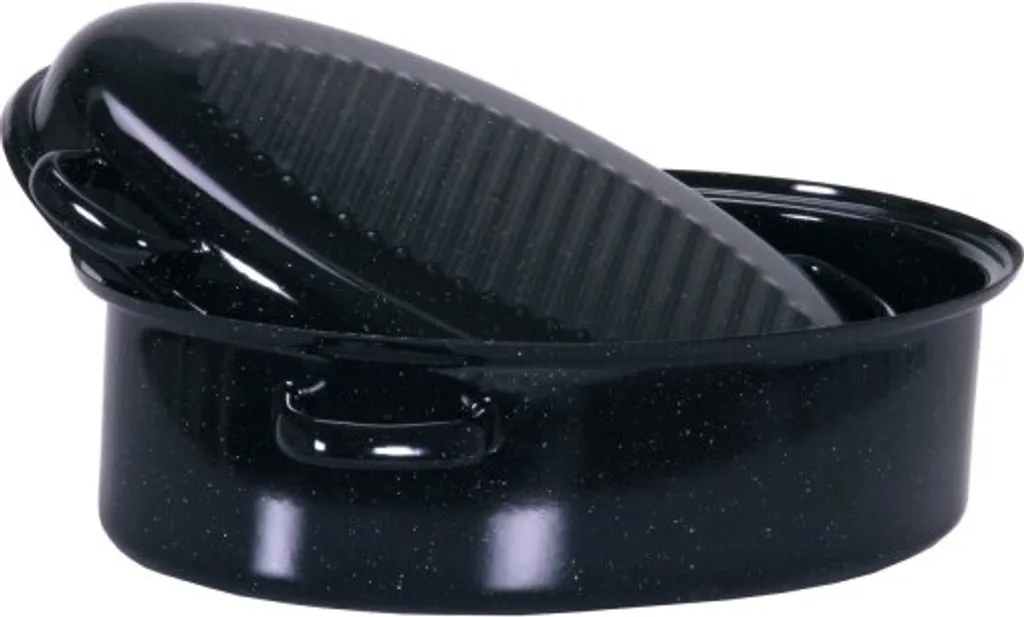 Krüger Gänse Bräter Induktion Braten Schmor Topf Deckel Schwarz Oval Emaille 7L 5 Krüger Gänse Bräter Induktion Braten Schmor Topf Deckel Schwarz Oval Emaille 7L – Bild 5