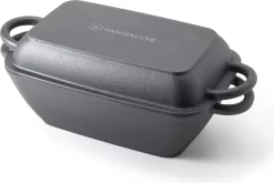 Hanseküche Gusseisen Bräter – Bereits Eingebrannter Gusseisen Topf 2in1 Mit Deckel, Gusseisenpfanne, Brotbackform Zum Brotbacken, Hochwertige Grillpfanne