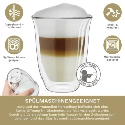 Creano Doppelwandige Gläser 250ml „DG-V“, 6er Set, Thermoglas Doppelwandig Aus Borosilikatglas, Kaffeegläser, Teegläser, Latte Gläser, Doppelwandgläser -Küchendiscounter 37f499bdcf64c0738dcf48c4bde6db1f