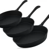 BBQ-Toro Ultimate PRO3+ Pfannen Set, 3-teilig, Gusseisen Bratpfanne, Steakpfanne