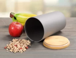 KESPER Vorratsdose, Kunststoff Mit Bambusdeckel, Grau, Ø 11,5 Cm, Höhe: 18,7 Cm, 32601 -Küchendiscounter 416fce538deb196f31e8fefdb02aa2aa