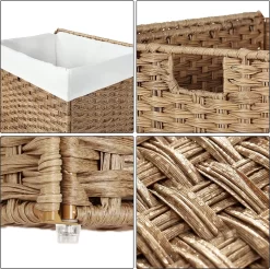 SONGMICS Wäschekorb Handgeflochten, 90 L, Wäschesammler Aus Synthetischem Rattan, Mit Deckel Und Griffen, Faltbar, Wäschesack Herausnehmbar, Naturfarben LCB51NL -Küchendiscounter 42256d5011993eabb372cf15082f9b3e