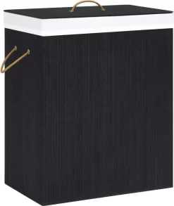 VidaXL Bambus-Wäschekorb Mit 1 Fach Schwarz 83 L