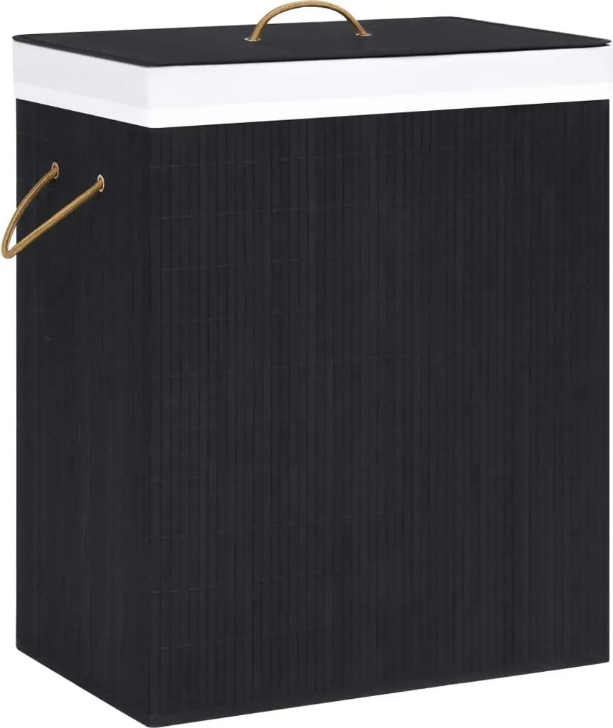 VidaXL Bambus-Wäschekorb Mit 1 Fach Schwarz 83 L 1 VidaXL Bambus-Wäschekorb Mit 1 Fach Schwarz 83 L