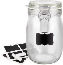 6 X Creative Home Gläser Mit Bügelverschluss | 1 Liter | Einmachgläser Drahtbügel-glas Aufbewahrungsgläser Mit Gummiring Und Deckel | 8 Wiederverwendbare Aufkleber + 1 Anti-Staub-Kreide 12 6 X Creative Home Gläser Mit Bügelverschluss | 1 Liter | Einmachgläser Drahtbügel-glas Aufbewahrungsgläser Mit Gummiring Und Deckel | 8 Wiederverwendbare Aufkleber + 1 Anti-Staub-Kreide -Küchendiscounter 444040aa6b493dc9c6522f5fba26e59f