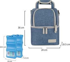 Muttermilch-Kühltasche Mit Kühlakkus, Doppellagig, Passend Für 3 Flaschen, Bis Zu 255 Ml, Für Stillen, Muttermilch, Pumpbeutel, Rucksack ,Denim Blue -Küchendiscounter 459a6d9ff1cf461527c1124e71f641ab