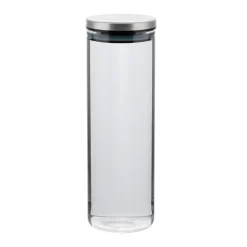 AXENTIA Glas Vorratsdose 1300 Ml Ø 8,5 X H25 Cm, Aufbewahrungsdose Aus Glas Mit Edelstahldeckel Schraubverschluss