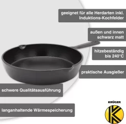 Karl Krüger 80028 Eisenguss Pfanne Toledo Ohne Deckel, 28 Cm, Schwarz -Küchendiscounter 4b42f65eccc94aaf4e69e95bd1a20c8f