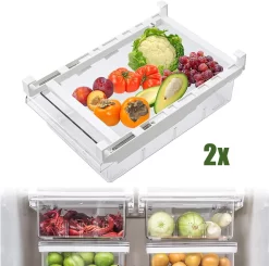 2 STK Lebensmittel Frisch Aufbewahren Kühlschrank Aufbewahrungsbox Lebensmittelbehälter Mehrzweck-Platzsparer Transparent Kühlschrank Organizer Schublade