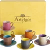 Artvigor, Porzellan Kaffeeservice, Bunt 12 Teilig Kaffee Set, Mit 6 Espressotassen 80 Ml, 6 Untertassen, Mehrfarbig