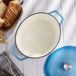 Vancasso Gusseisen Topf, Bräter Mit Deckel, Bratpfanne 6L Ø 30cm Emaillie Schmortopf, 13cm Niedrige Höhe Kasserolle Für Alle Herdarten Und Induktion -Küchendiscounter 4f94d71e11fc410538af2a03a416eb8d