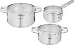 TEFAL NORDICA 6-Teiliges Set Mit Stielkasserolle 16cm + Deckel Und Kochtöpfen 20/24cm + Deckel , H852S325