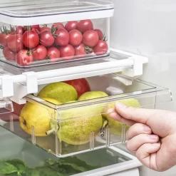 2 STK Lebensmittel Frisch Aufbewahren Kühlschrank Aufbewahrungsbox Lebensmittelbehälter Mehrzweck-Platzsparer Transparent Kühlschrank Organizer Schublade -Küchendiscounter 57862e95d4fc614eeec6910fa647960d