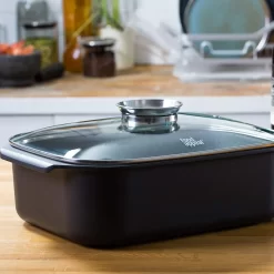 Food Appeal Black Marble Kasserolle, Kochtopf, Röster Mit Aromatischem Glasdeckel, Anti-haft Beschichtung | Schwarzes Marmor Design | Für Gasherd, Induktionsherd, Keramikherd Und Elektroherd -Küchendiscounter 579410ccc96411c592f50956133ee066