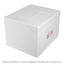 Styroporbox 53W | Wand: 5,0cm | Volumen: 53,2L | Innenmaß:47x38x29cm | Weiß Isolierbox Thermobox Kühlbox Warmhaltebox -Küchendiscounter 5836d7b30a64b777301e32c023f648f7