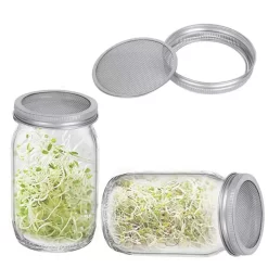 2x 750ml Sprossenglas Set Samenkeimer Mit Edelstahl Siebdeckel + Ständer, Das Sprossenglas Für Sprossen -Küchendiscounter 5ddd85e74535bba94dcbfaf2f5bd835f