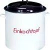 Culinario Emaillierter Einkochtopf Mit Metalldeckel, 28 Liter, Ø35 X H30cm, Für Alle Kochfelder Geeignet, Thermometer-Öffnung, Einkocher Für Marmelade