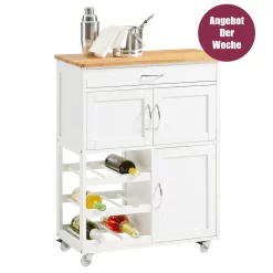 SoBuy Küchenwagen Servierwagen Küchenschrank Mit Flaschenablagen Und Schublade FKW45-WN