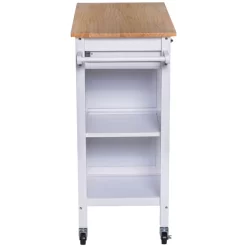 HOMCOM Servierwagen Küchenwagen Rollwagen Küchentrolley Mit Schrank Schublade Holz Weiß 88,5 X 40 X 86 Cm -Küchendiscounter 68bd29ed538b245f15a9d2c3dd2a5f99