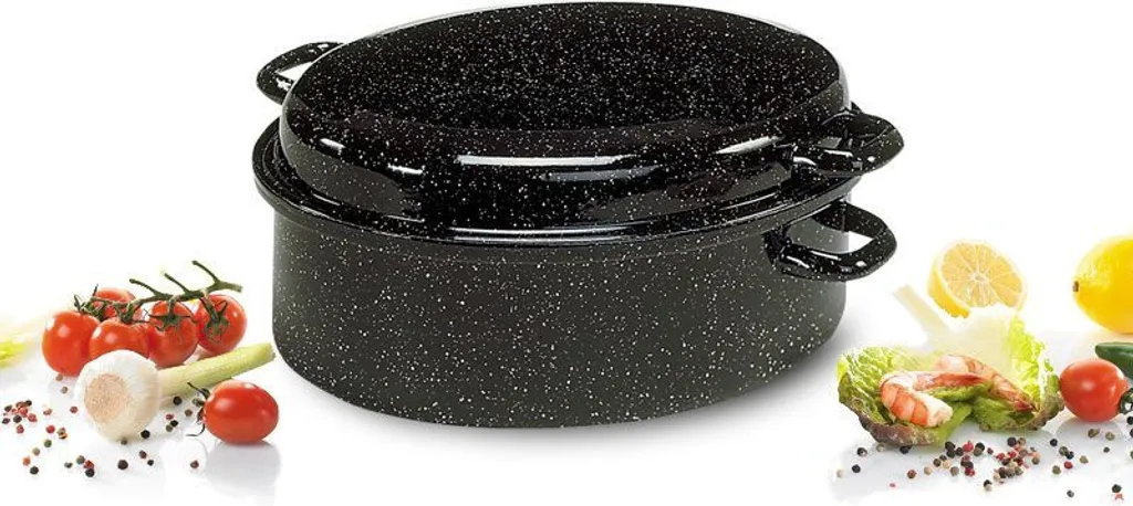 Krüger Gänse Bräter Induktion Braten Schmor Topf Deckel Schwarz Oval Emaille 7L 7 Krüger Gänse Bräter Induktion Braten Schmor Topf Deckel Schwarz Oval Emaille 7L – Bild 7