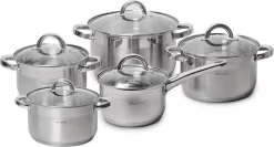 Topfset Edelstahl 10-tlg. Kochtöpfe Set Töpfe Induktion Töpfset Kochtopfset