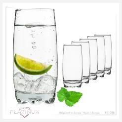 Trinkgläser Set 6 Teilig 350ml Geformter Boden Wassergläser Saftgläser -Küchendiscounter 791214f879276db4183b5a34b6be794a