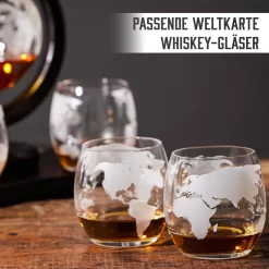 Whisiskey - Whisky Karaffe - Geschenke Für Männer - Komplette Whiskey Set - Globus - 900ML – Inkl. 4 Whisky Steine, 4 Whisky Gläser & Ausgießer - Whisky Dekanter – Whiskygläser - Natursteine -Küchendiscounter 7ad0c7b0a89faba672d6509fccd64bd0