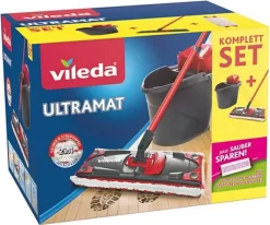 Vileda Wischmops & Bodenwischer Ultramat 2in1 Box Inkl. Gratis Ersatzbezug Microfaser Sensitive