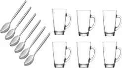 6 Kaffeegläser 300ml Mit Henkel Mit 6 Löffel Teegläser Latte Macchiato Gläser