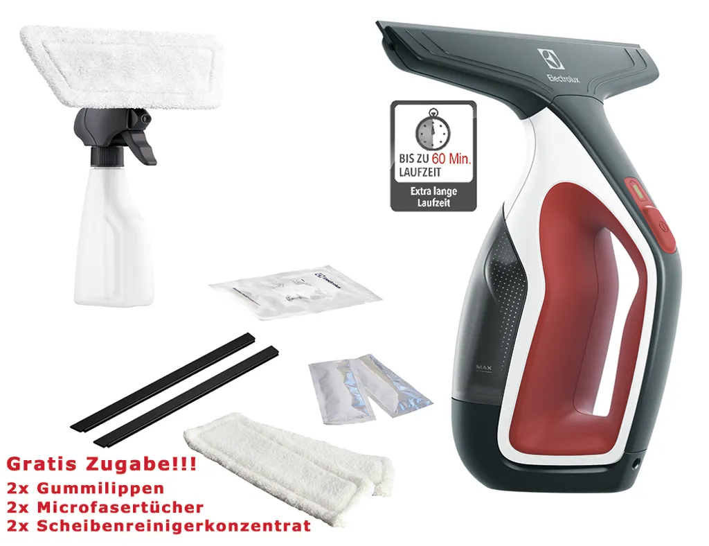 Akku Fenstersauger Fensterreiniger 60 Min Mikrofaser Electrolux 1 Akku Fenstersauger Fensterreiniger 60 Min Mikrofaser Electrolux